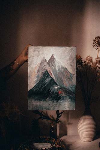 modern art mountain painting canvas